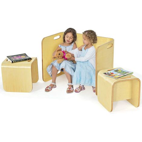 COSTWAY Set Tavolo e Sedie per Bambini, Tavolo per Bambini con 2 Sedie in Legno di Faggio, per Giocare Mangiare Pitturare (1/5)