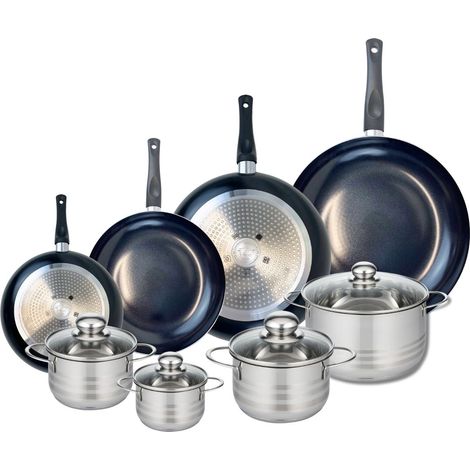 Ensemble de 4 Poêles de cuisson 20, 24, 28 et 32 cm et 4 faitouts 12, 14, 16 et 20 cm Elo Prima Brillant (1/5)