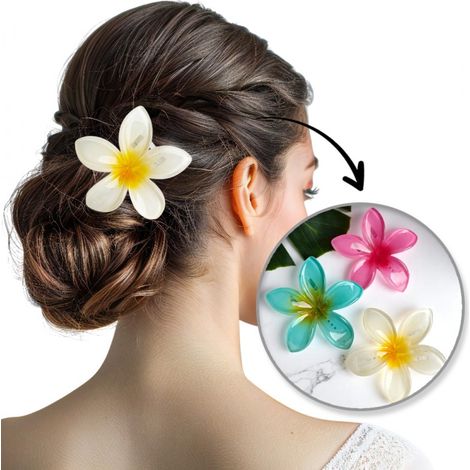 Pinza para el cabello, XL, flor degradada, amarilla, 6 cm, SP404 (1/4)