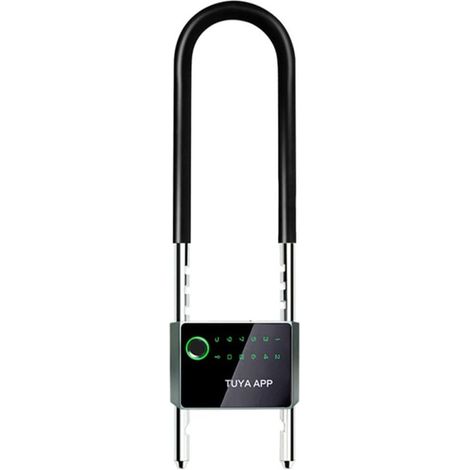 Verrou de vélo intelligent en forme de U avec application TUYA pour code d'accès et empreintes digitales, B (1/5)