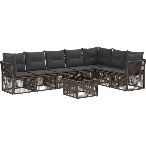 vidaXL Set Divano da Giardino 8 pcs Grigio polyrattan