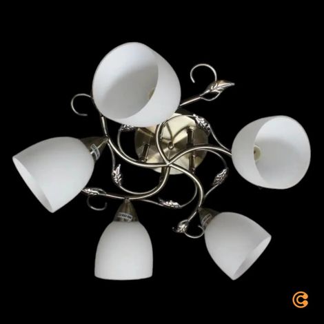 [GEBRAUCHT] B-Ware Deckenleuchte Lampe Licht Lindby Thaddeus Wohnraum Nickel Weiß 5 Flammig