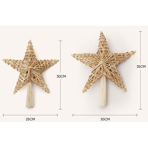 Étoile de sapin - Décoration de cime en paille naturelle - Pour arbre de Noël naturel ou artificiel - 25 cm - 1 pièce (1/5)