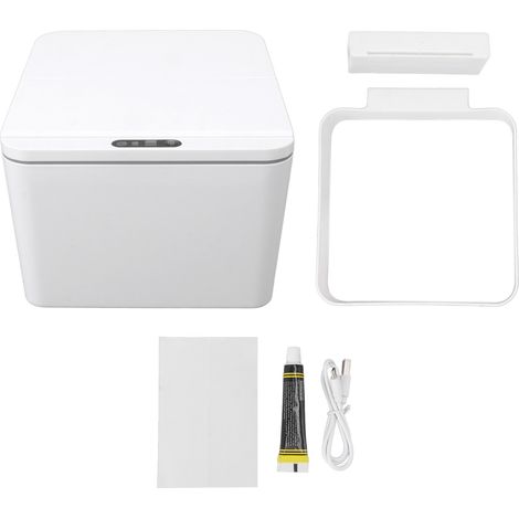 Poubelle automatique 4L, recharge USB, couvercle pliable, levage fermeture automatique, capteur intelligent sans contact, boîte de rangement (1/5)