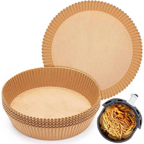 Lot de 100 feuilles de papier sulfurisé jetables pour friteuses à air, 16 cm, antiadhésives, résistantes à l'huile.-AquaForge (1/5)