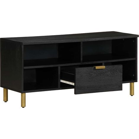 Meuble TV Banc TV Meuble de rangement - noir 100x33x46 cm bois d'ingénierie fr2542 - Maison La Vie (1/5)