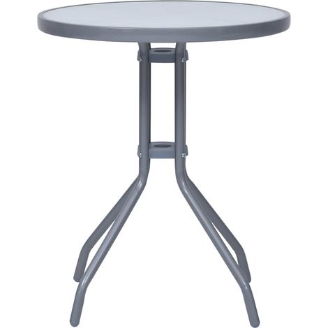 Maison Exclusive - Tavolo da Giardino Grigio Chiaro 60 cm in Acciaio e Vetro (1/5)
