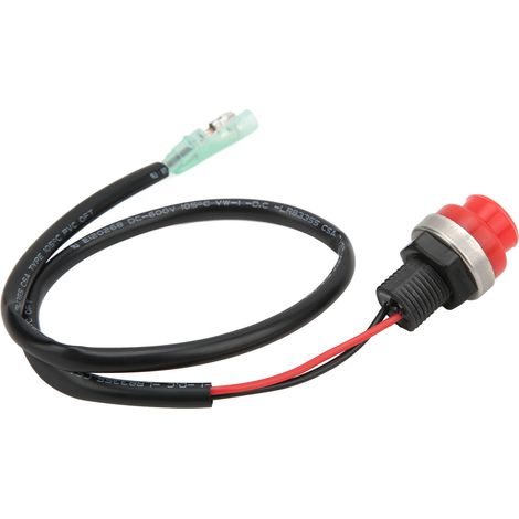 Interrupteur de démarrage/arrêt moteur hors-bord, câble 45cm, bouton poussoir sans clé, universel pour bateaux et yachts marins (1/5)