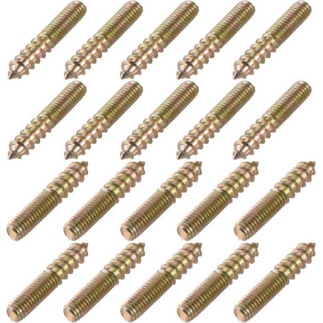 Vtizikl Vis de suspension M6, longueur 1-3/8" (35 mm), vis autotaraudeuses à double tête, boulons de 6 mm, connecteurs pour bois, pieds de meubles, 20 pièces (M6 x 35)