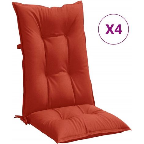 Un ensemble de 4 coussins pour chaise à dossier haut, en tissu mélangé rouge. (1/5)