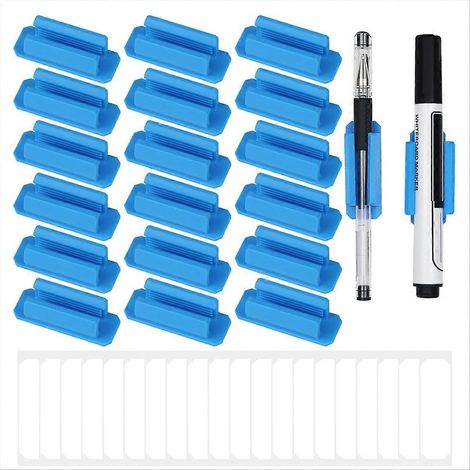 Lot de 20 porte-crayons adhésifs pour bureau, avec 20 autocollants supplémentaires, pour murs, tableaux à pince, salles de classe, bureaux (1/5)