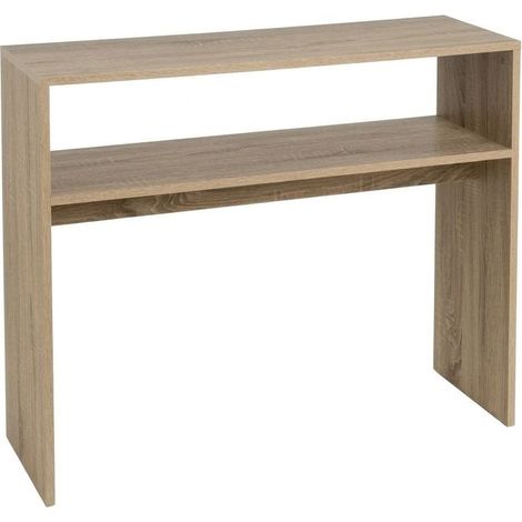 Consolle Cube Legno Naturale Tavolo Ingresso Soggiorno Moderno 90x30x75 cm (1/5)