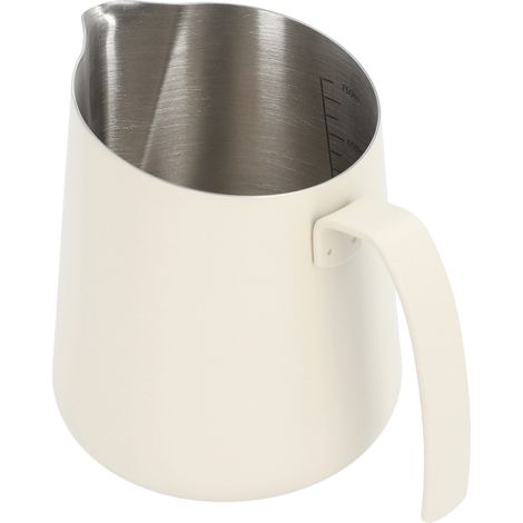 Brocca per montare il latte in acciaio inox 304, ideale per bar/cucine, con beccuccio angolato e graduazione, 750 ml, colore beige. (1/5)
