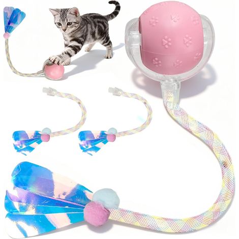 Jouet d'intérieur interactif et durable pour chat – Balle de poursuite intelligente et automatique avec queue améliorée et à mouvement rapide – Idéal pour les chats d'intérieur adultes qui s'ennuient (1/5)