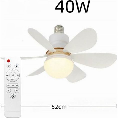 Ventilador de techo LED con mando a distancia – 52 cm, 40 W, 6 aspas, regulable, compatible con casquillo E27, ideal para el dormitorio. (1/5)
