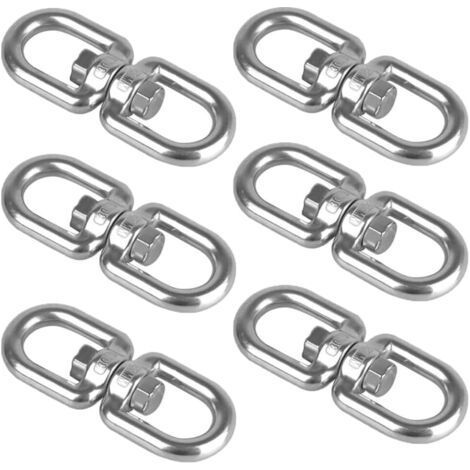 6 Pièces Crochet Pivotant M5 Double Extrémité Anneaux Pivotants en Acier Inoxydable 304 Suspendue Crochet Pivotant pour Balançoires Fauteuils Suspendus Sacs de Sable Cordes Chaînes (1/5)