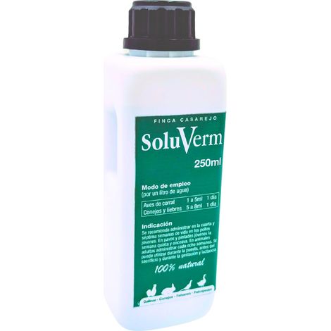 SoluVerm 250ml – Complemento líquido natural para gallinas, palmípedas y conejos – Apoyo digestivo y confort intestinal