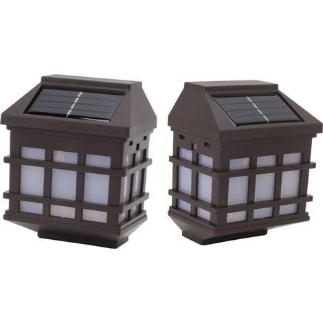 Lot de 2 appliques solaires LED extérieures, résistantes à la pluie, pour jardin, cour ou villa (lumière blanche). (1/5)