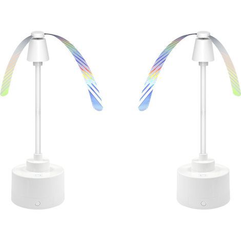 2PC Ventilateur Anti Mouche de Table, Mouches et Moustiques Repoussent Les Ventilateurs, Usage Table/Suspendu pour Pique-Nique et Barbecue, Contre Les Moustiques San Produit Chimique (Blanc) (1/4)