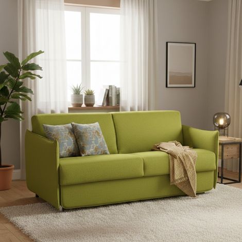 Schlafsofa 2-Sitzer Verceia, Abziehbar, mit Stauraum Made in Italy, Klappöffnung, 160x95 cm Grün (1/5)