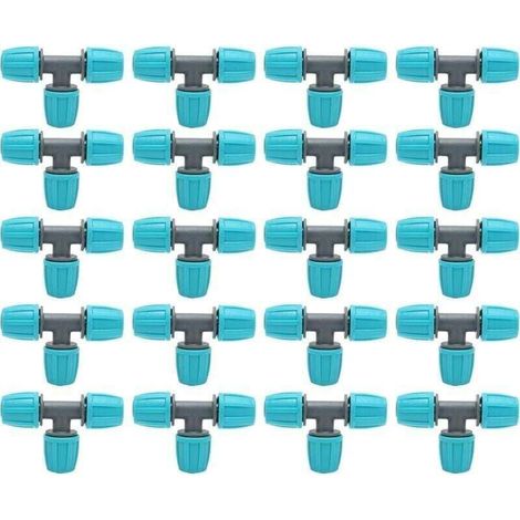 20pcs Raccords T Barbelé, XU, 16mm de Tuyau Barbelé Irrigation Goutte à Connecteurs Adaptateur 3 Voies Joints pour Jardin Arrosage Plantes KZQ - KZQ (1/4)