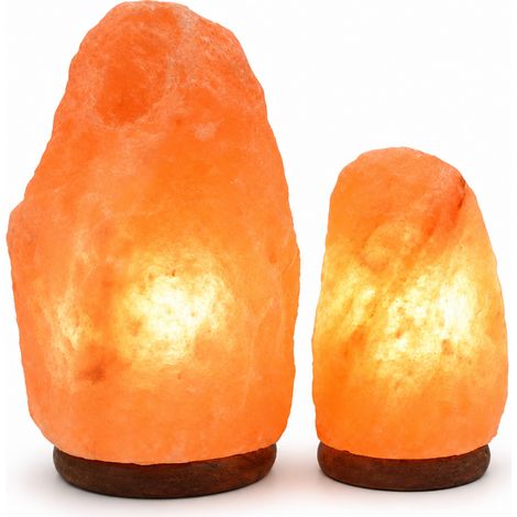 Lampe de Sel de l’Himalaya en Roche Naturelle pour Table de Chevet, Prise UE (1/5)