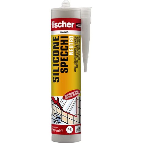 Fischer - Silicone neutro 310 ml a base ossimica per l'incollaggio su specchi e pietra naturale