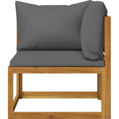 INLIFE Ensemble de canapés 2pcs avec coussins gris foncé Acacia solide (1/5)