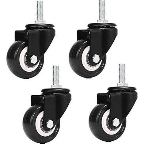 Ruote piroettanti per carichi pesanti, portata 240 kg – 4 pezzi, M8×25 mm, pattini in poliuretano (PU) per mobili e carrelli
