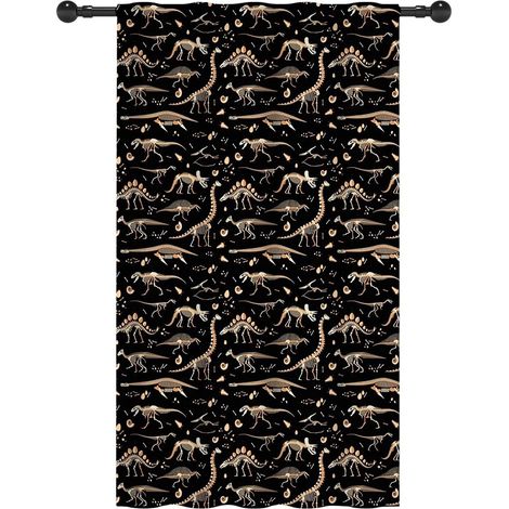 140x229cm Dinosaure Rideaux filtrant la lumière pour Chambre d'enfant Fossile de Dino Squelette doré Occultation Passe Tringle Habillage de fenêtre pour crèche 1 Panneau - 140L X 229H cm (1 Panneaux) (1/5)
