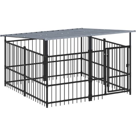 Maison Exclusive - Chenil d'extérieur avec toit pour chiens Acier 3,75 m² (1/5)