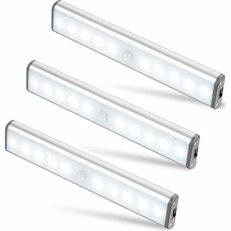 3 Pack 10 LED Lights, Wireless, USB Rechargeable, Magnetic, Motion Sensor, 2 Lighting Modes, Portable. Closet light, emergency light, night light for children Ikodm (1/4)