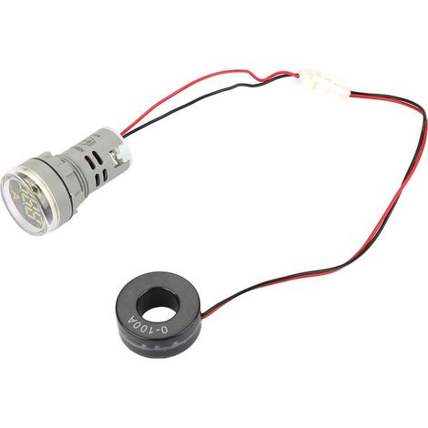 Ampèremètre numérique 0-100 A, indicateur de courant alternatif, voyant LED rond (blanc) (1/4)