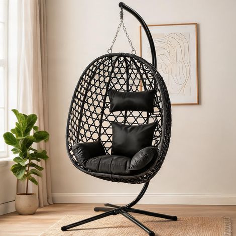 Fauteuil anthracite en métal Rattan 105 x 105 x 195 cm (1/5)