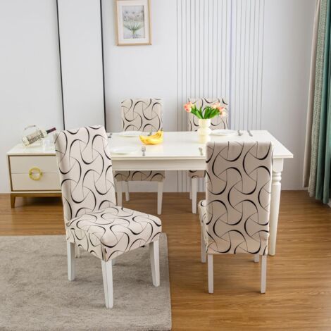 Fundas para sillas, juego de 4 fundas elásticas para sillas de comedor, ideales para bodas modernas, hoteles y decoración de restaurantes. (1/4)