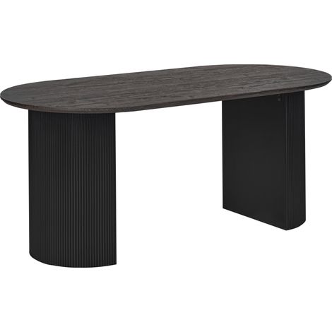 Mesa Minimalista con Tapa Ovalada Patas Estriadas 180 x 90 cm Negra Savory (1/5)