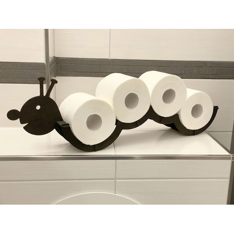Dandibo – Support papier toilette mural en bois noir – Fixation sans perçage – Dimensions 62,5x19x10cm – Pour 4 rouleaux standard (1/5)