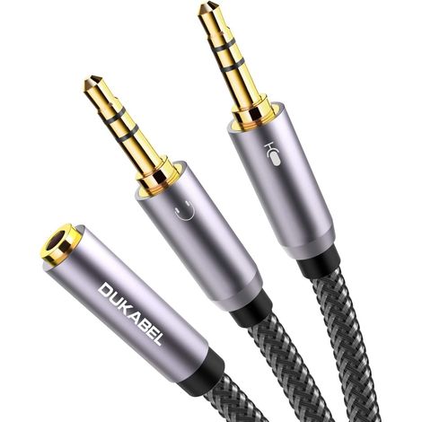 Câble répartiteur de Casque Adaptateur de Casque Câble Jack Y (Prise CTIA 3,5 mm vers 2 x fiche TRS) pour Casque de Jeu PS4 ou Microphone 4 Broches - Top Series 120cm (1/5)
