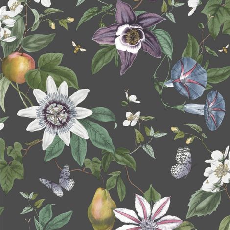 Fine Decor Sierra Black Floral Botanical Wallpaper Feature Statement Wall (1/3)