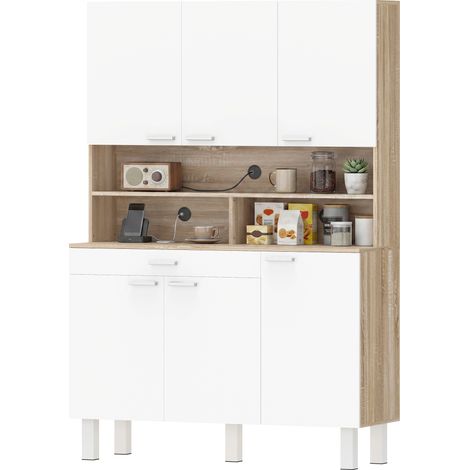 HOMCOM Mobile Dispensa con Grande Cassetto e Ripiani, Bianco