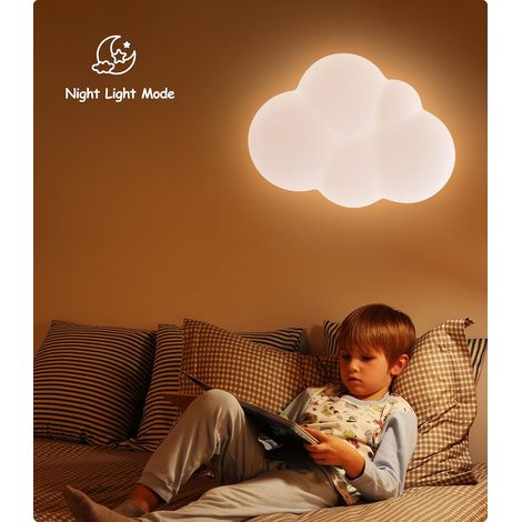 Plafonnier LED 30 cm, effet nuage, pour chambre d'enfant. Intensité variable, télécommande, température de couleur 3000-6000 K. Puissance : 15 W. (1/4)