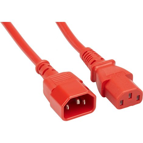 Câble d'alimentation, Rouge, Connecteur C13, IEC vers C14, CEI, 3m ( Prix pour 1 ) (1/2)