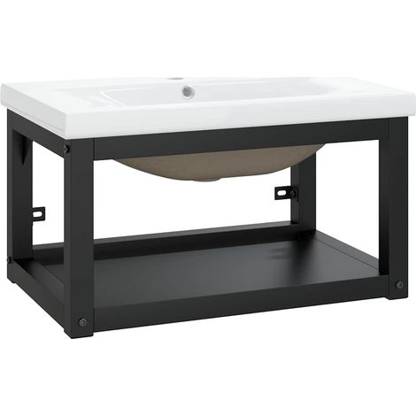 Maison Exclusive - Telaio per Lavabo da Bagno con Lavabo Integrato Nero in Ferro (1/5)