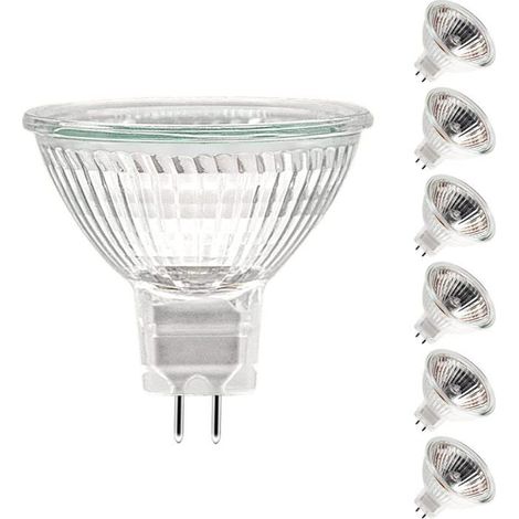 Ampoule Halogène GU5.3 50W 12V, Ampoule MR16 Dimmable 500LM 2700K Blanc Chaud, Ampoule Halogene 2 Broches Couvercle en Verre,6pc (1/5)