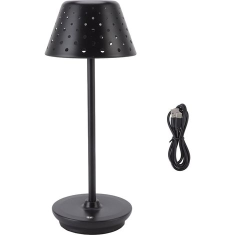 Lampe de bureau LED rétro, design épuré, sans fil, intensité variable par simple pression, idéale pour les chambres, bars et restaurants (noire). (1/5)