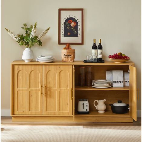 Credenza con ripiani regolabili 169 cm MDF naturale OKMYHOME (1/5)