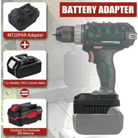 MT20PAR Akkuadapter für Makita- und Parkside-Elektrowerkzeugakkus (Konverter für Makita 18V BL1860 BL1850 Li-Ion-Akkus auf Parkside 20V-Elektrowerkzeug) XTeam (1/5)