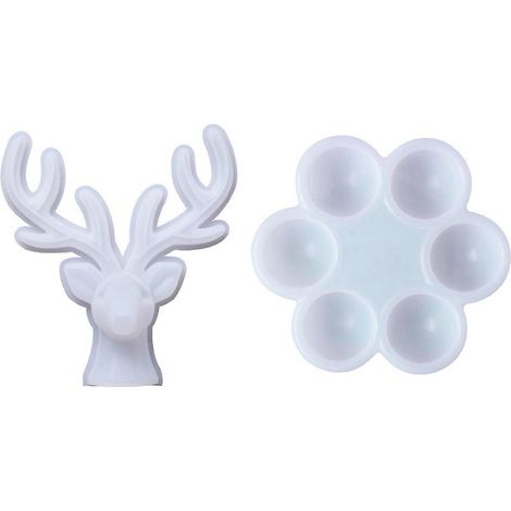 2 pièces Organisateur de bijoux Moule en silicone réutilisable Arbre à bijoux Boîte à bijoux Moule en silicone-16x15cm-White (1/3)