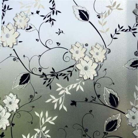 Blumenmuster-Fensterfolie, blendfrei, verdunkelnd, 44,5 x 200 cm, elektrostatische Blumenmuster-Fensterfolie