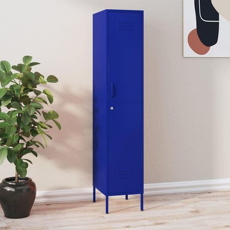 Armoire à casiers Meuble de Rangement - Style Contemporain Bleu marine 35x46x180 cm Acier BV905786 - BonneVie (1/5)